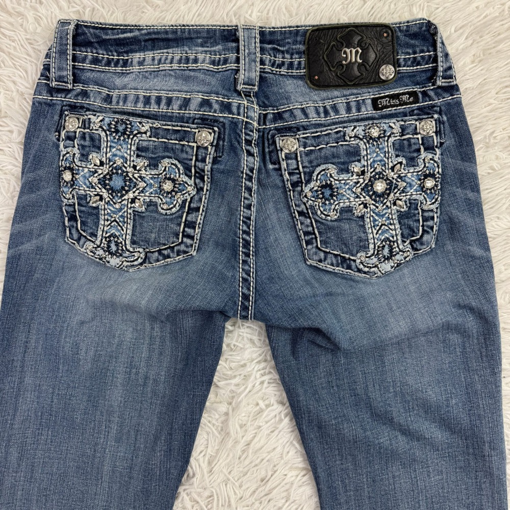 Miss Me Pants Womens 27 Blue Signature Skinny Embellished Denim Jeans Casual